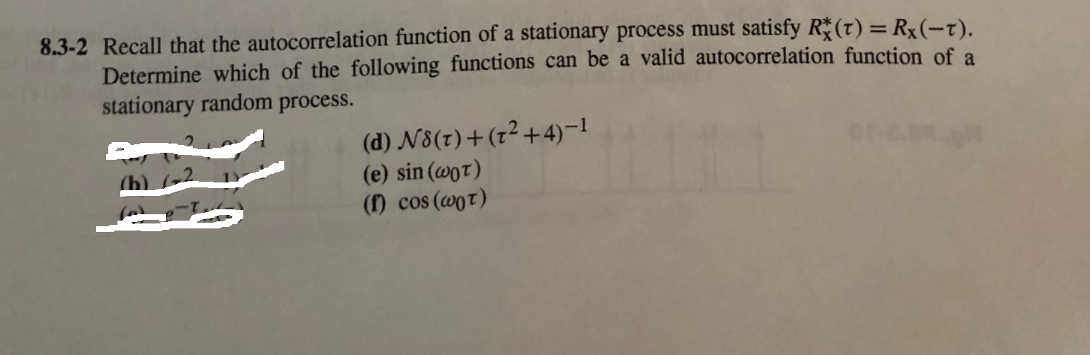 Solved 8.3-2 Recall that the autocorrelation function of a | Chegg.com