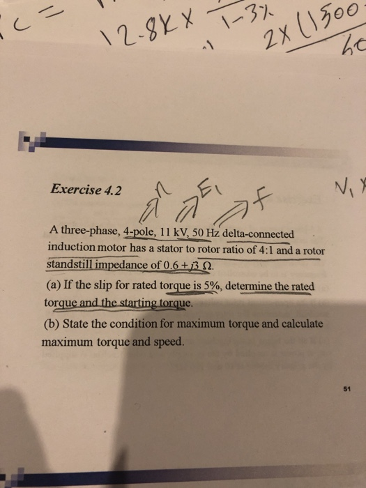 Solved 1-3% Exercise 4.2 A three-phase, 4-pole, 11 kV 50 Hz | Chegg.com