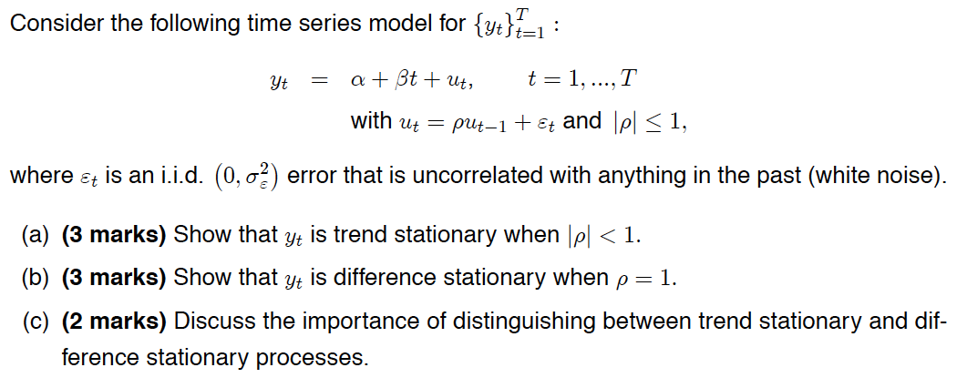 Solved Consider the following time series model for {3t}_1 : | Chegg.com