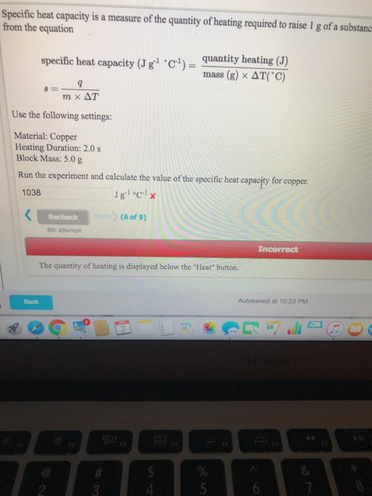 Solved Material Block Mass Copper Heating Duration 5.0
