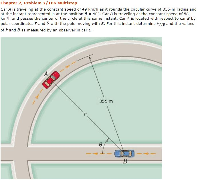 Solved Chapter 2, Problem 2/166 Multistep Car A is traveling | Chegg.com