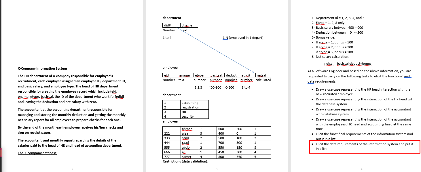 Solved department did# Number dname Text 1 to 4 1:N | Chegg.com