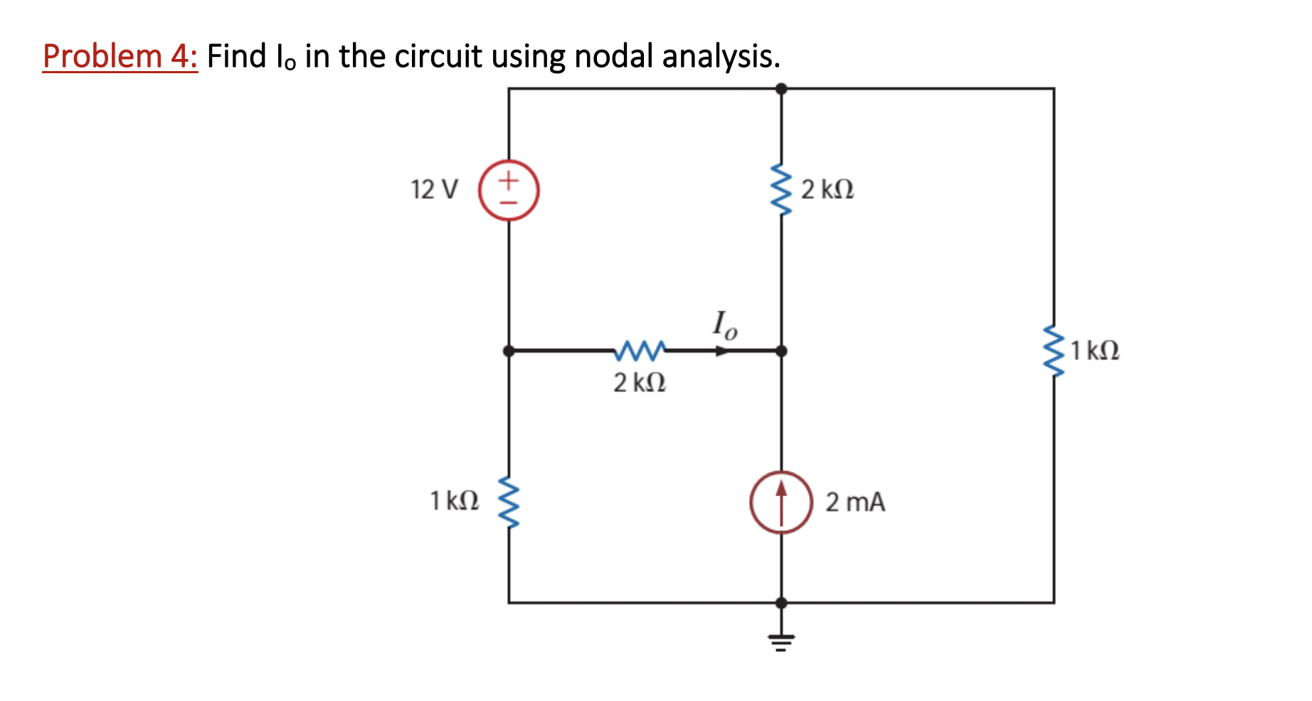 Solved Problem 4: Find Io in the circuit using nodal | Chegg.com