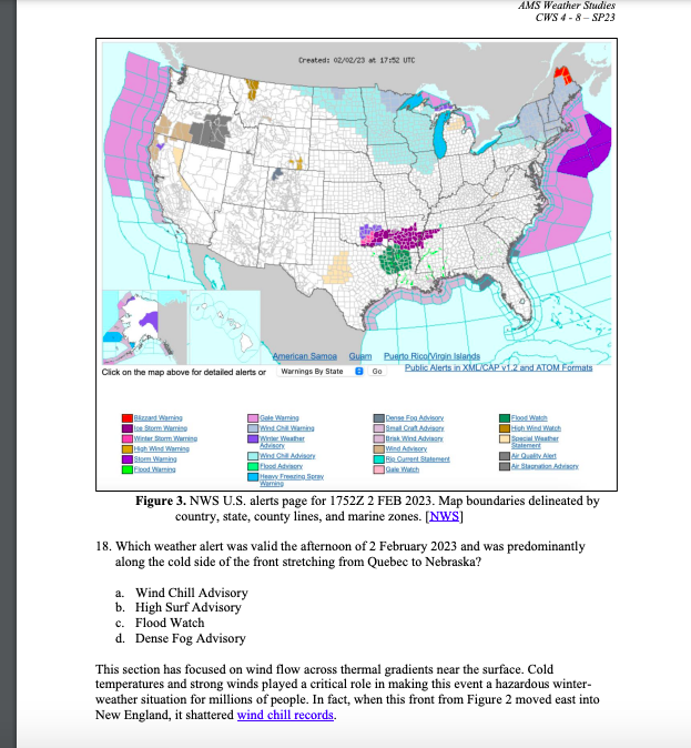 [Solved]: Figure 3. NWS U.S. alerts page for 1752Z2 FEB 202