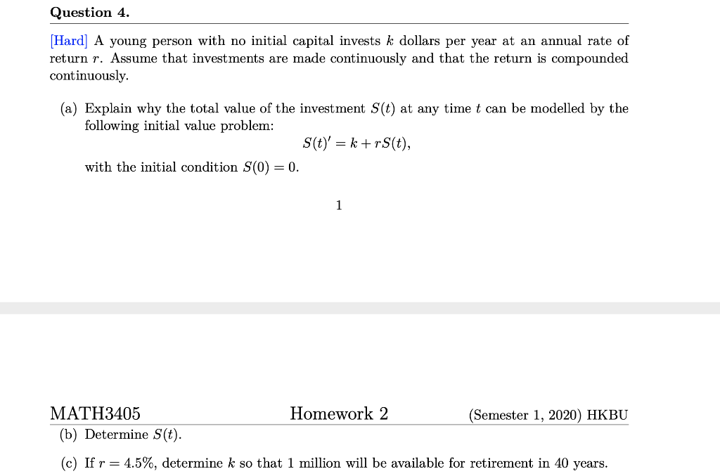 Solved Question 4. [Hard] A young person with no initial | Chegg.com