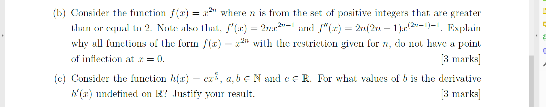 Solved (b) Consider the function f(x)=x2n where n is from | Chegg.com