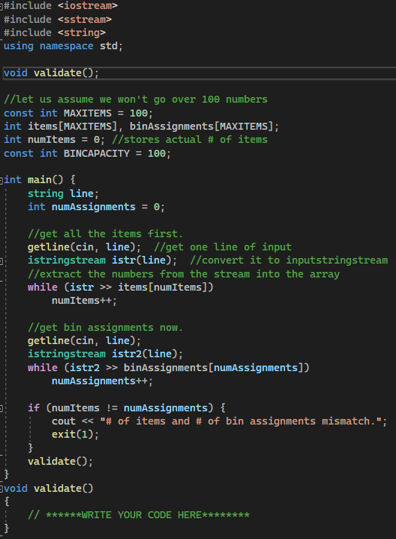Solved Bin Packing problem description: Given an array of | Chegg.com