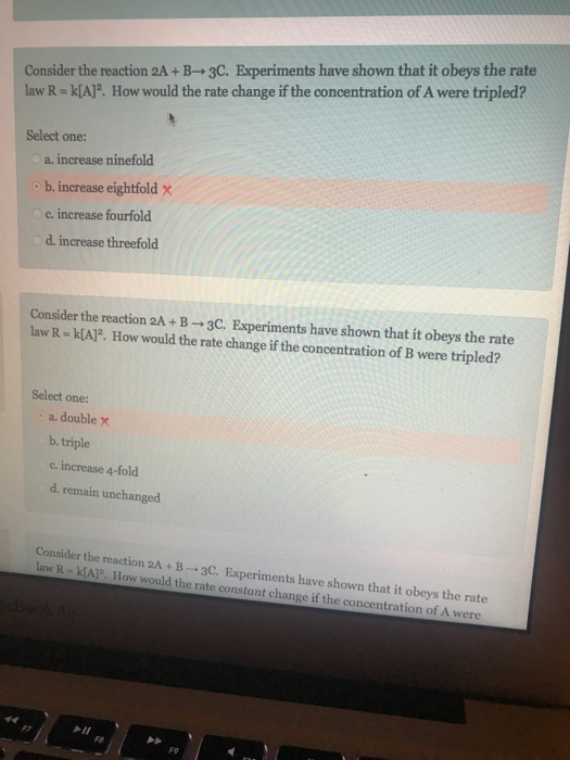 Solved Consider the reaction 2A+B- 3C. Experiments have | Chegg.com