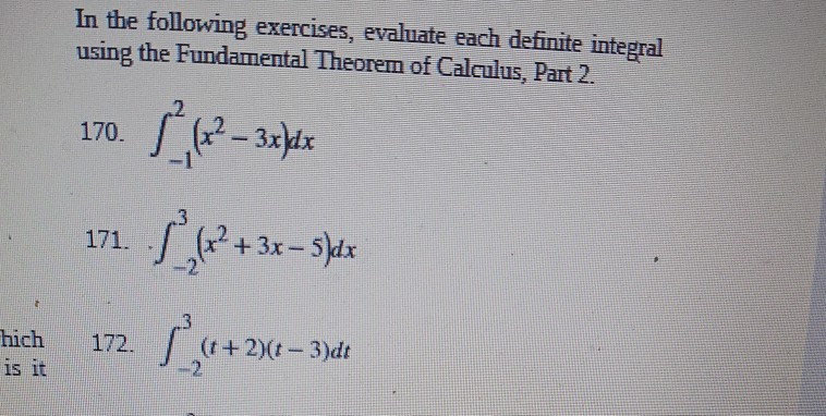 Solved In The Following Exercises Evaluate Each Definite