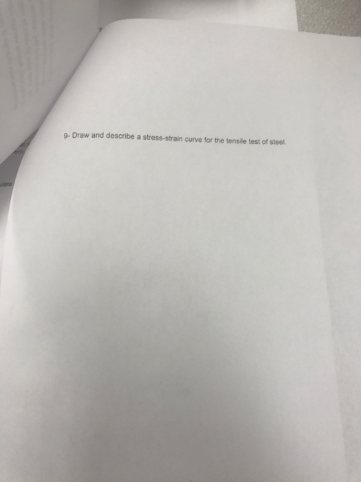 Solved 9- Draw and describe a stress-strain curve for the | Chegg.com