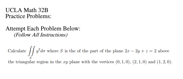 Solved UCLA Math 32B Practice Problems: Attempt Each Problem | Chegg.com