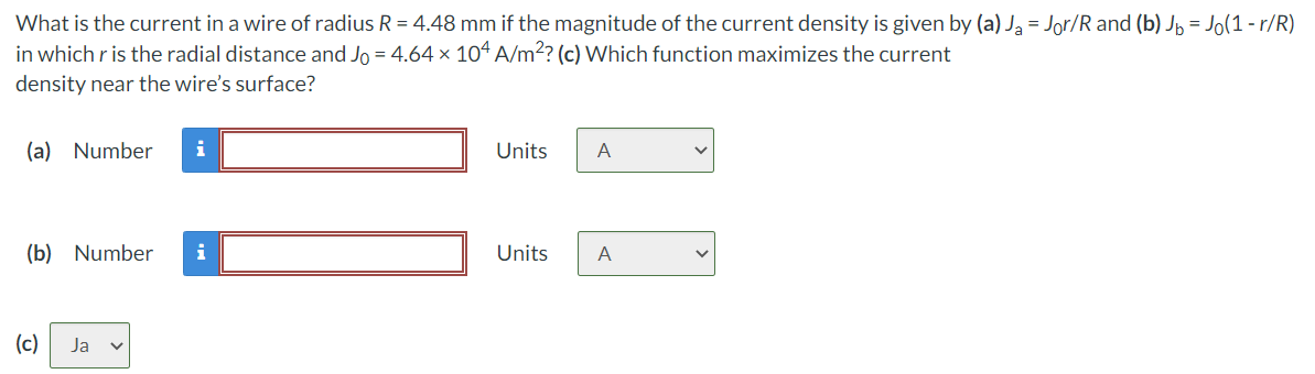 Solved What is the current in a wire of radius R = 4.48 mm | Chegg.com
