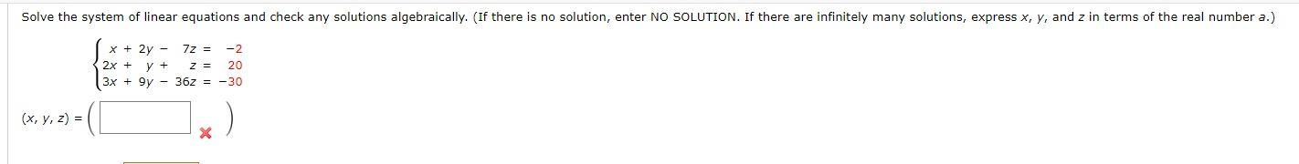Solved Solve the system of linear equations and check any | Chegg.com