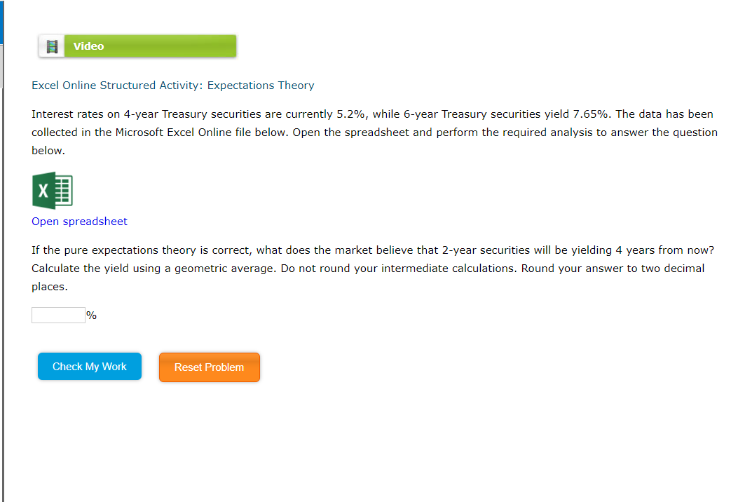 Solved Video Excel Online Structured Activity: Expectations | Chegg.com