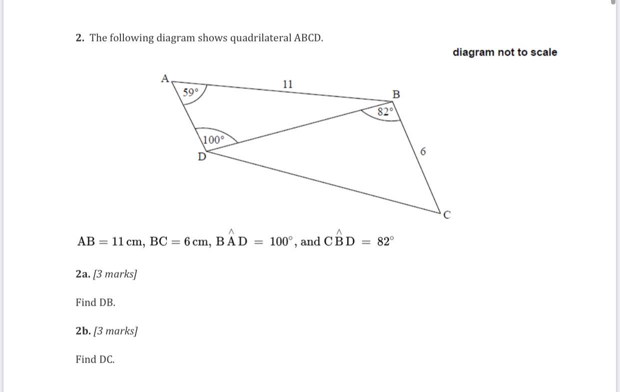 Solved 2 The Following Diagram Shows Quadrilateral Abcd 4762