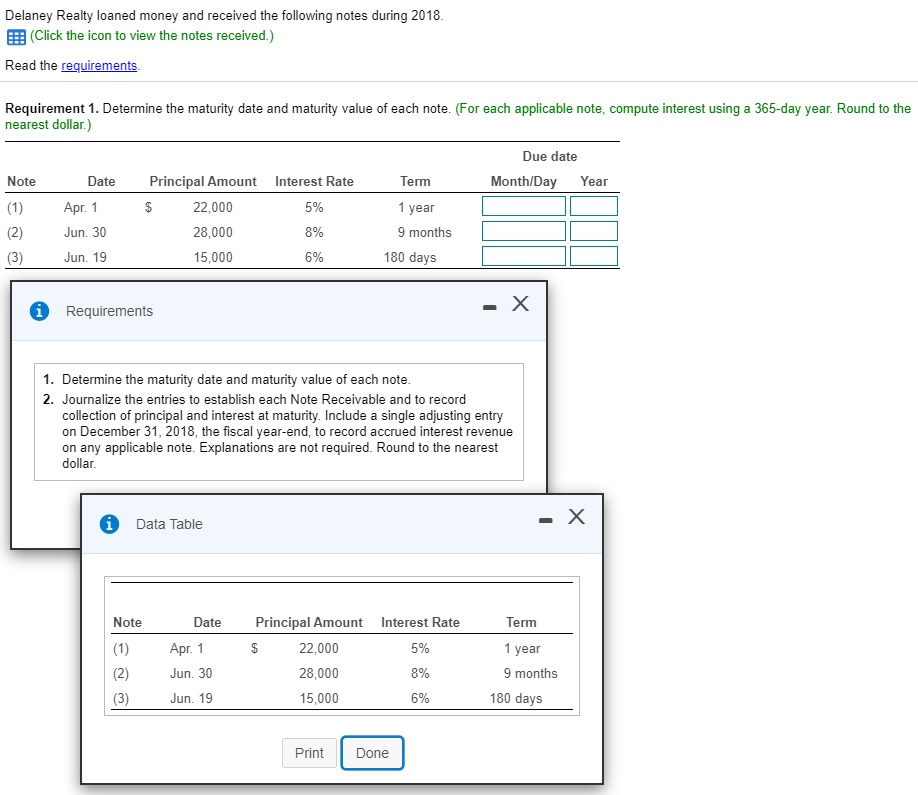 Solved Delaney Realty loaned money and received the