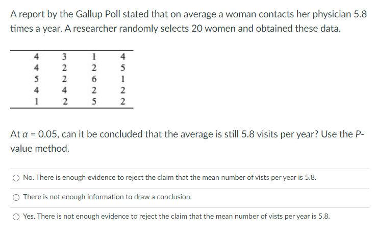 Solved A Report By The Gallup Poll Stated That On Average A Chegg Com