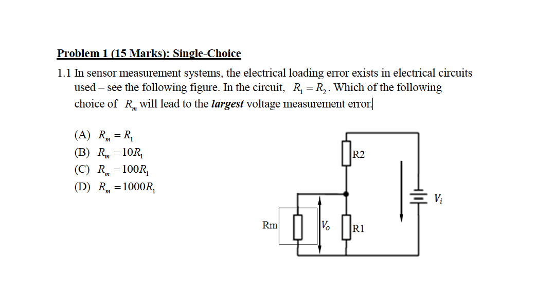 Solved Problem 1 (15 Marks): Single-Choice 1.1 In sensor | Chegg.com