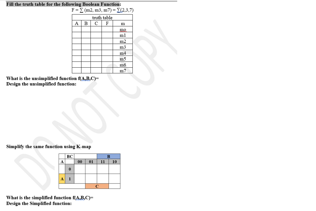 Solved Fill the truth table for the following Boolean | Chegg.com