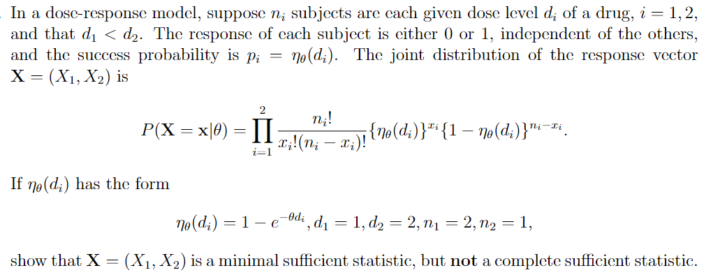 In a dose-response model, suppose ni subjects are | Chegg.com