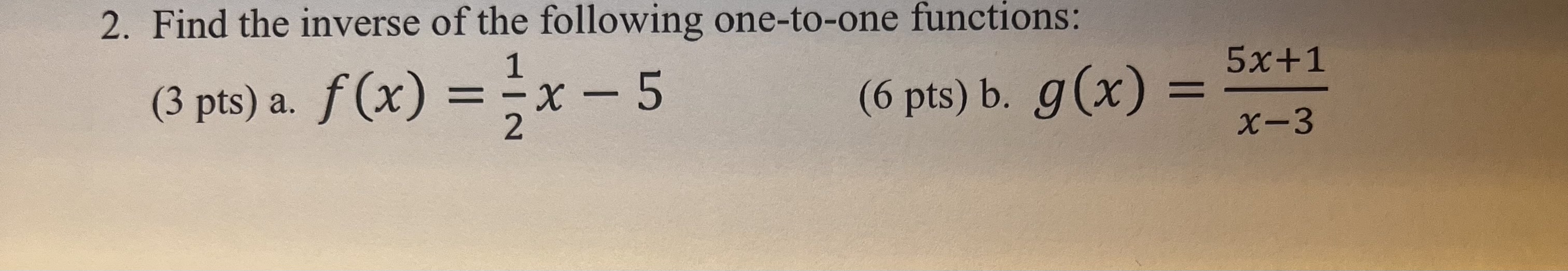 Solved Find the inverse of the following one-to-one | Chegg.com