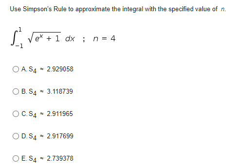 Solved Use Simpson's Rule to approximate the integral with | Chegg.com