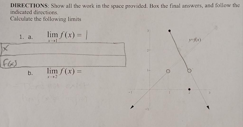 Solved DIRECTIONS: Show all the work in the space provided. | Chegg.com