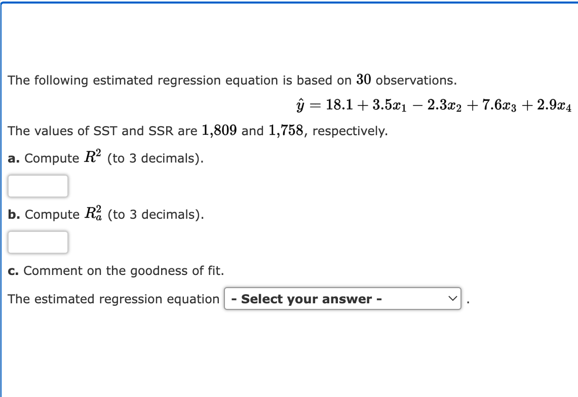 Solved The Following Estimated Regression Equation Is Based | Chegg.com