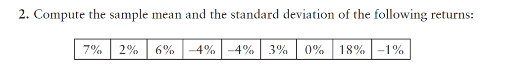 Solved 2. Compute the sample mean and the standard deviation | Chegg.com