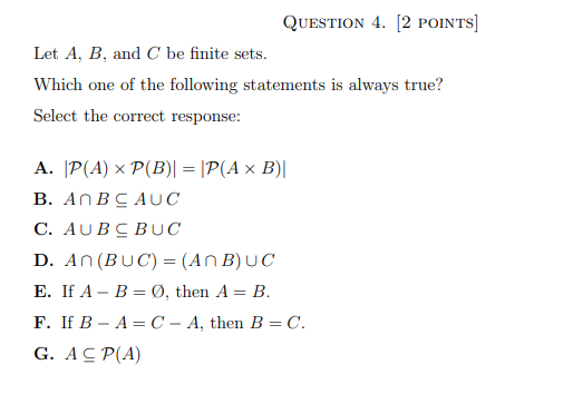 Solved Question 1 2 Points Which One Of The Following Chegg Com