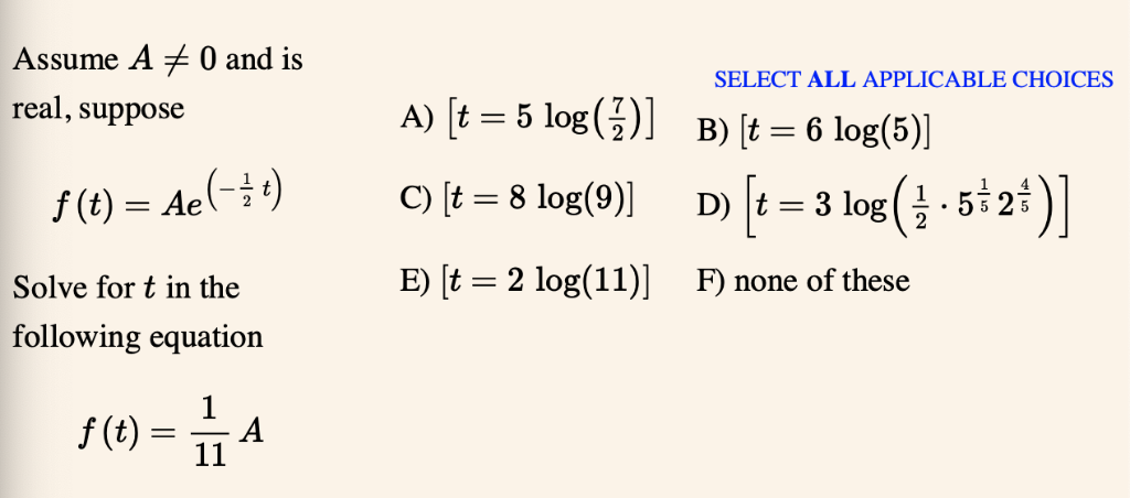 Solved Find the equation SELECT ALL APPLICABLE CHOICES | Chegg.com