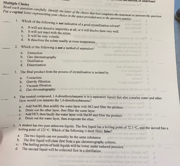 Solved r8, or additional Multiple Choice Read each question | Chegg.com