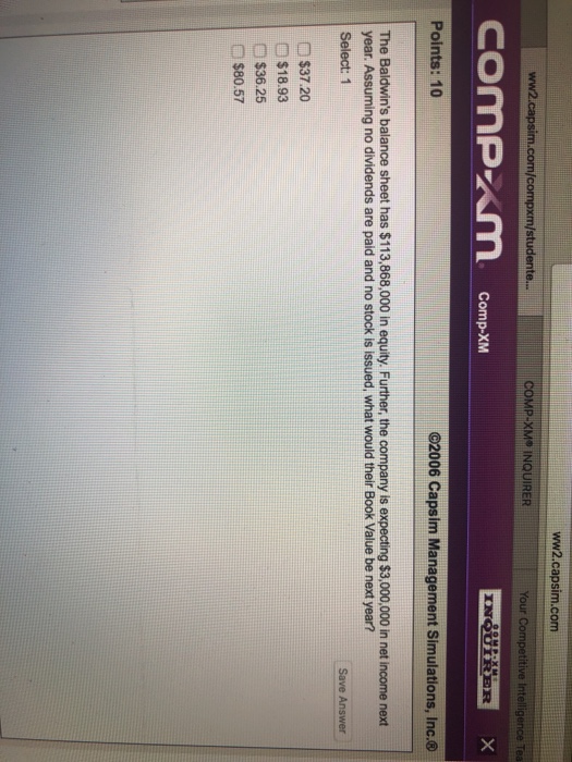 Solved ww2.capsim.com MP-XMe INQUIRER Your Comp-XM Points: | Chegg.com