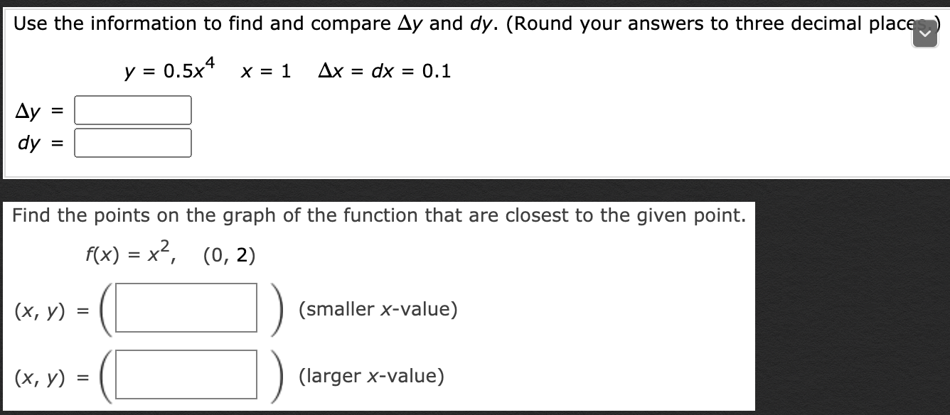 Solved Use the information to find and compare Ay and dy. | Chegg.com