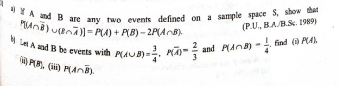 Solved 2) If A and B are any two events defined on a sample | Chegg.com
