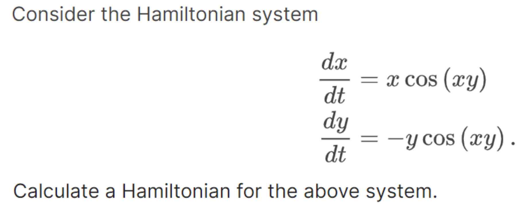 Hamiltonnien Math Consider the Hamiltonian | Chegg.com