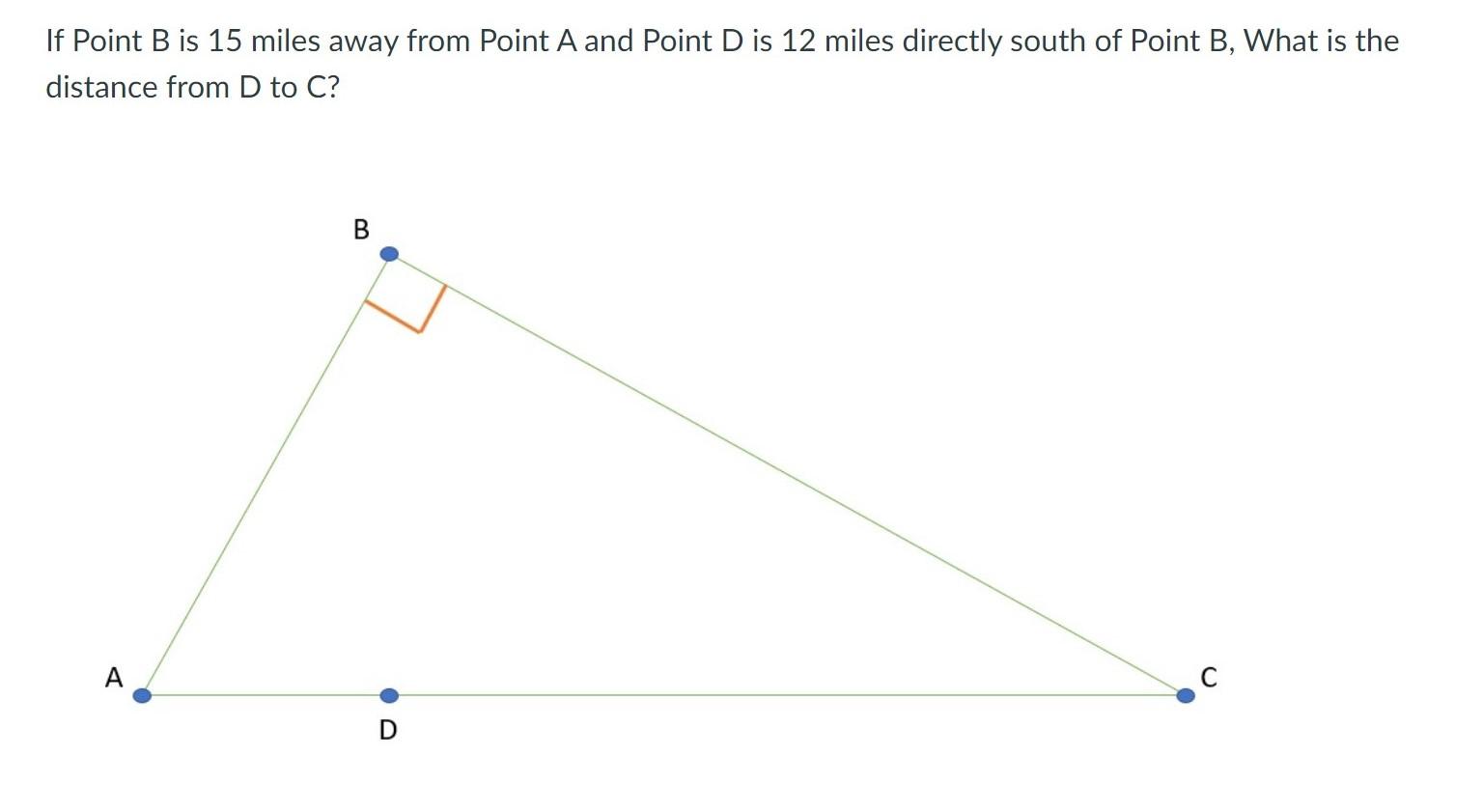 Solved If Point B Is 15 Miles Away From Point A And Point D | Chegg.com