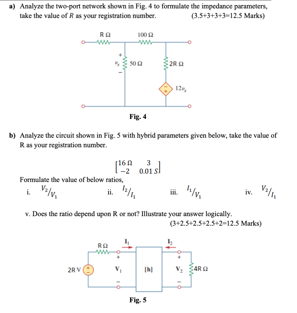 Solved a) Analyze the two-port network shown in Fig. 4 to | Chegg.com