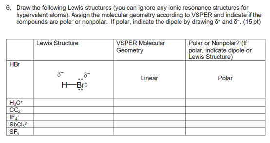 Solved 6. Draw the following Lewis structures (you can | Chegg.com