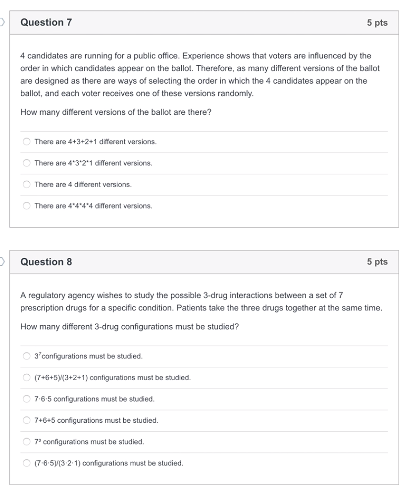 Solved Question 7 5 Pts 4 Candidates Are Running For A | Chegg.com