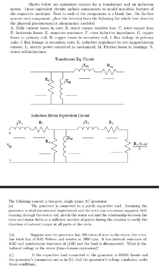 Solved Shown Below Are Equivalent Circuits For A Transformer | Chegg.com