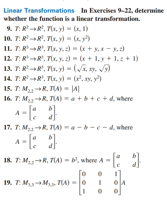 Linear Transformations In Exercises 9-22, Determine | Chegg.com