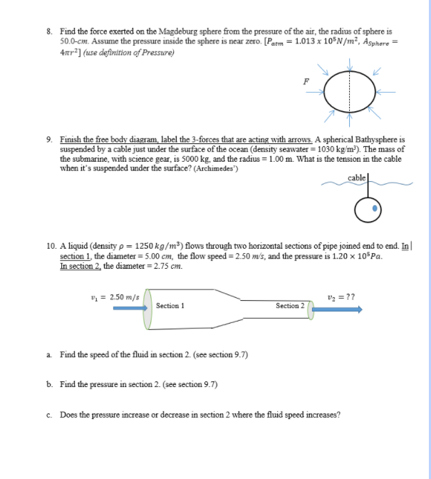 Solved 8. Find the force exerted on the Magdeburg sphere | Chegg.com