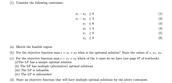 Solved (1). Consider the following contraints: | Chegg.com