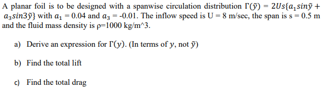 A planar foil is to be designed with a spanwise | Chegg.com