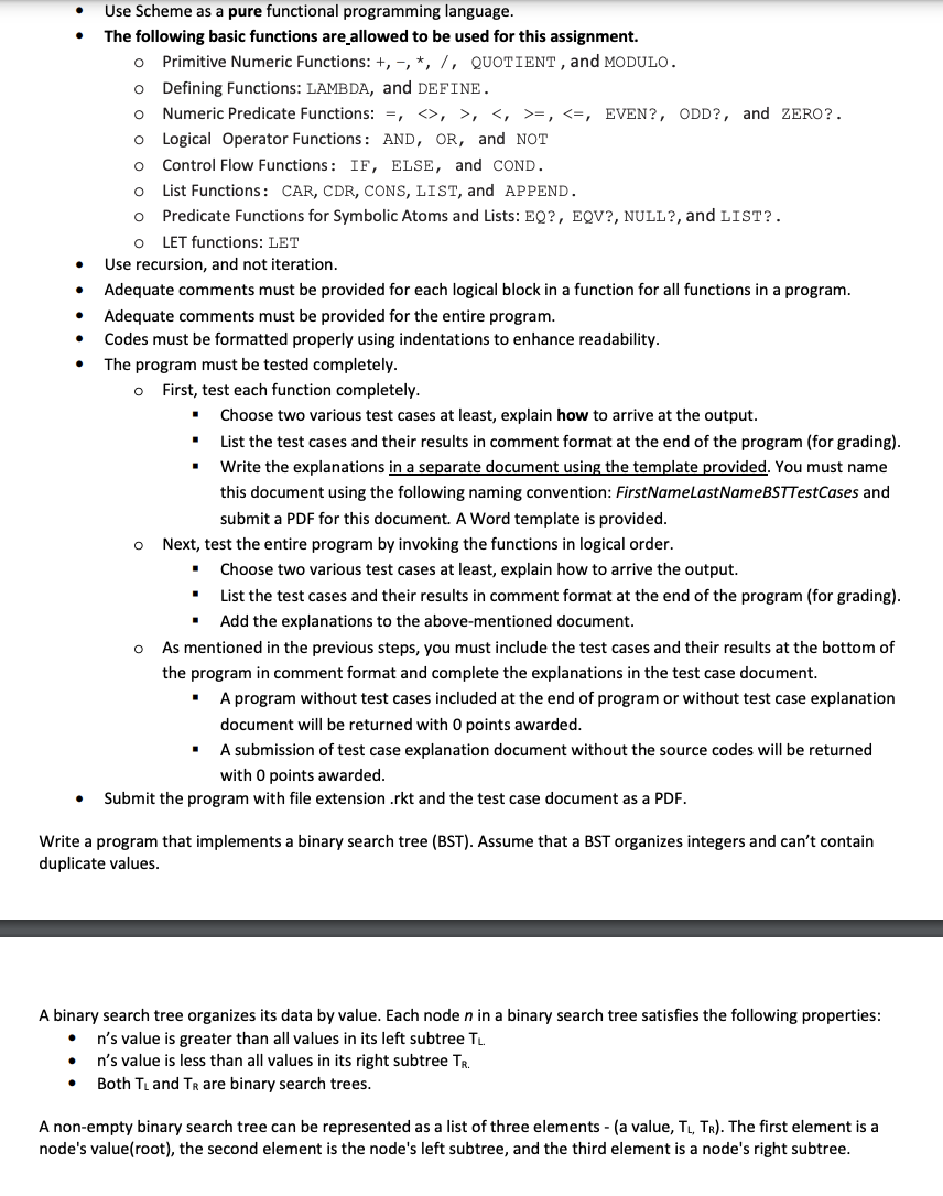 Solved Use Scheme as a pure functional programming language. | Chegg.com