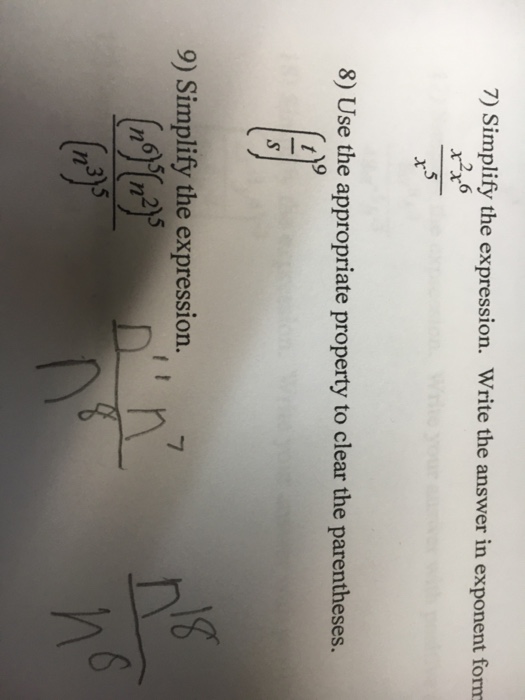 Solved Simplify the expression. Write the answer in exponent | Chegg.com