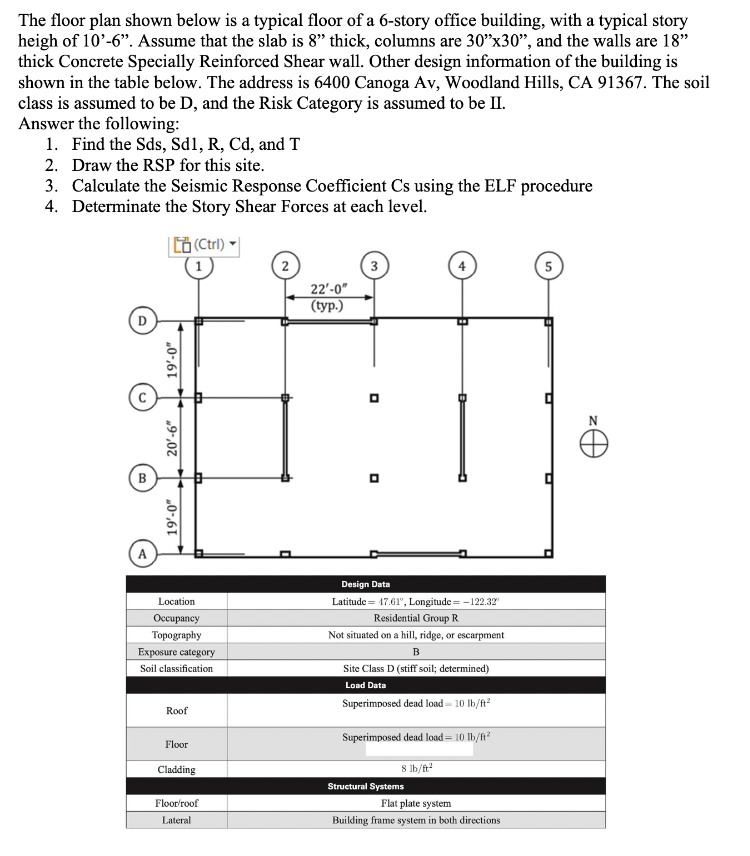 The floor plan shown below is a typical floor of a | Chegg.com