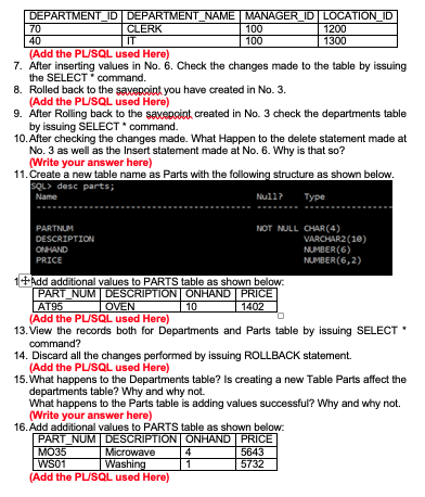 Solved CREATE TABLE DEPARTMENTS DEPT_ID NUMBER (4) PRIMARY | Chegg.com