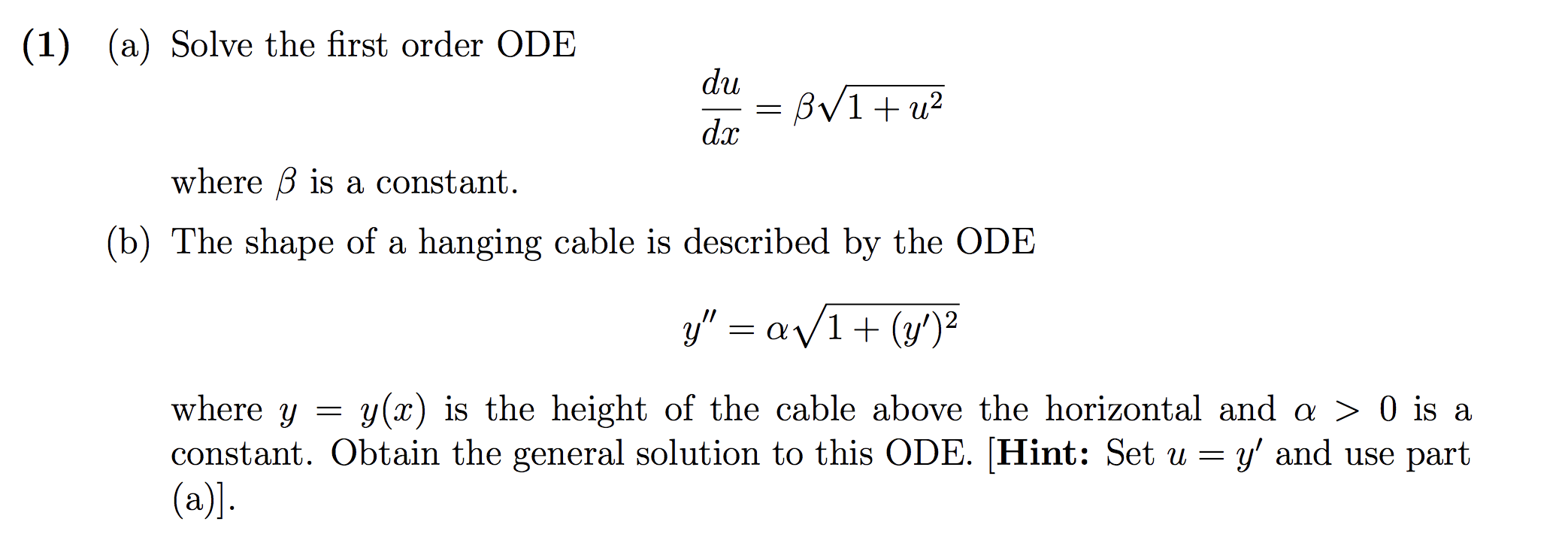 Solved 1 A Solve The First Order Ode Du Bv1 U2 Wh Chegg Com